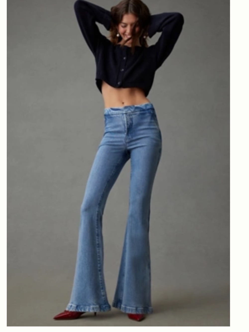 GOOD AMERICAN GOOD FLARE HIGH-RISE TROUSER JEANS